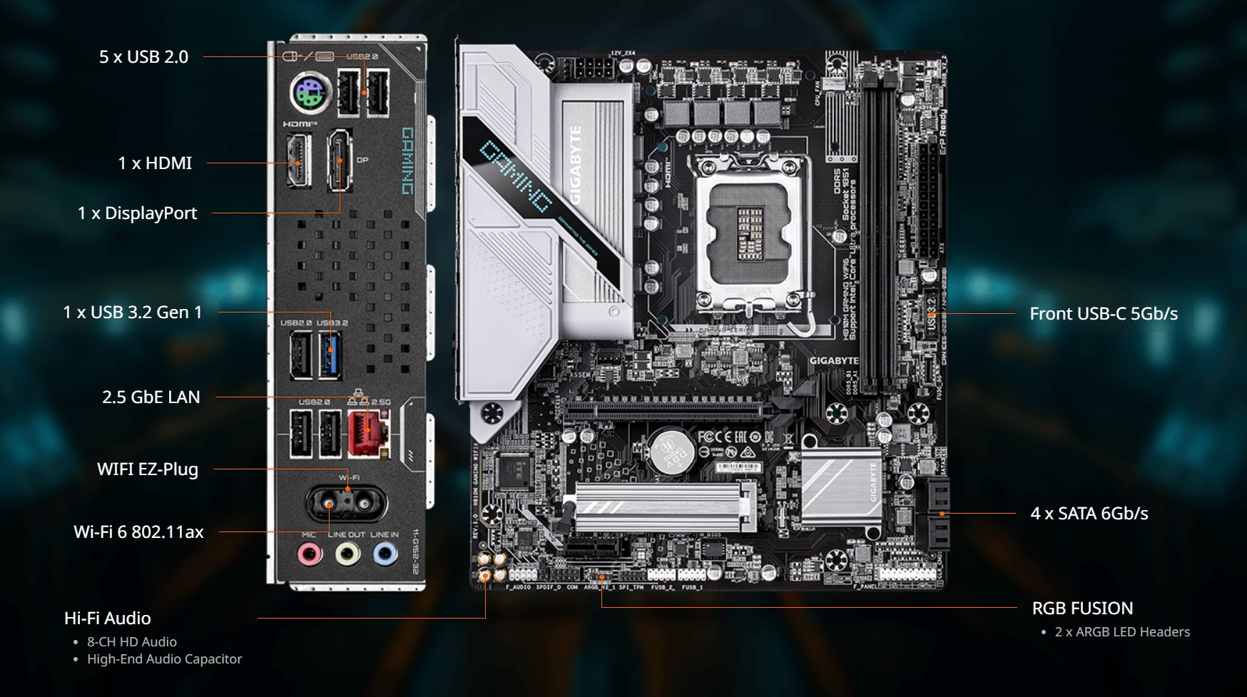 GIGABYTE H810M GAMING WIFI6 Intel Core Ultra (Series 2) LGA 1851 Motherboard